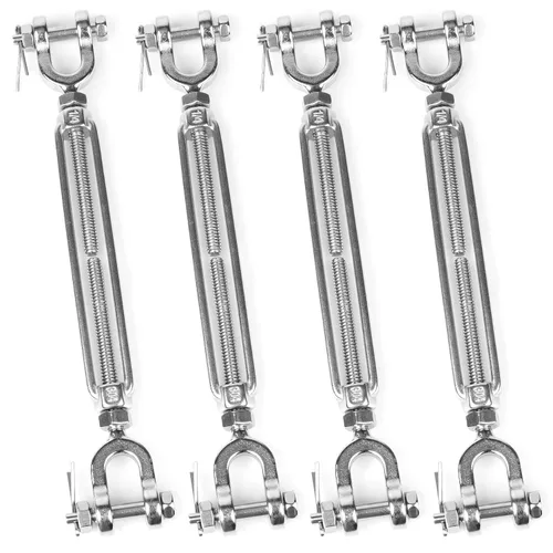 Vista 8 de 2 tensores M12 de 1/2 pulgada de acero inoxidable 304 de mandíbula y mandíbula tensor de mandíbula, tensor de cable resistente, límite de carga