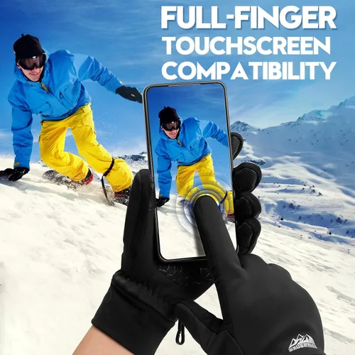 Vista 4 de Bruvoalon Guantes de invierno para mujeres y hombres, aislamiento térmico 3M, tela de licra, resistentes al viento, pantalla táctil