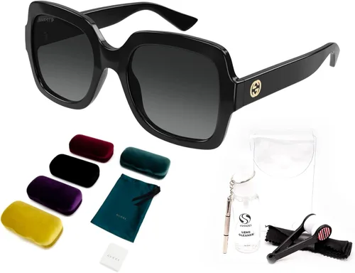 Vista 2 de Gucci GG1337S - Gafas de sol de gran tamaño para mujer con forma cuadrada + paquete con kit de gafas de lujo eSHADES, Negro