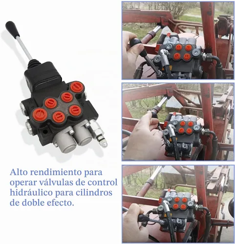 Vista 3 de [Usado] Válvula hidráulica de 2 bobinas, válvula de control direccional hidráulica, válvula de control de joystick hidráulico de 11 GPM