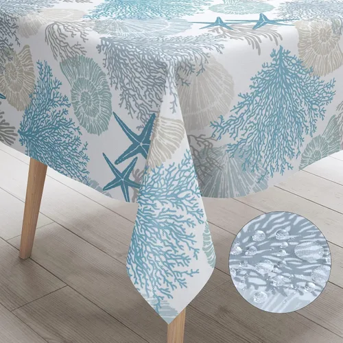 Vista 14 de Mantel redondo náutico costero de 60 pulgadas – Mantel con estampado de océano de playa, impermeable, resistente a las manchas, sin arrugas