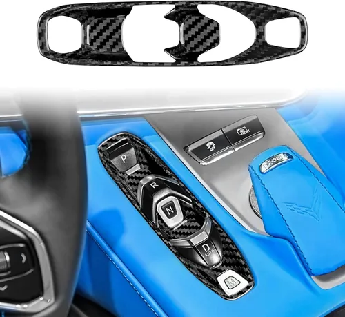 Vista 10 de Cubierta de fibra de carbono, para botón de palanca de cambios de automóvil, para consola central C8, decoración para Chevrolet Corvette C8 2020