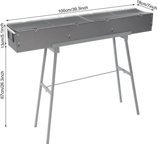 Vista 2 de Parrilla de carbón portátil, parrilla plegable para barbacoa con malla