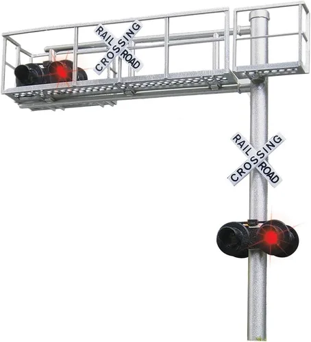 Vista 2 de Walthers SceneMaster Señal de cruce de grado voladizo moderna de un solo carril 949-4331 HO Escala modelo de ferrocarril - Kit de señales