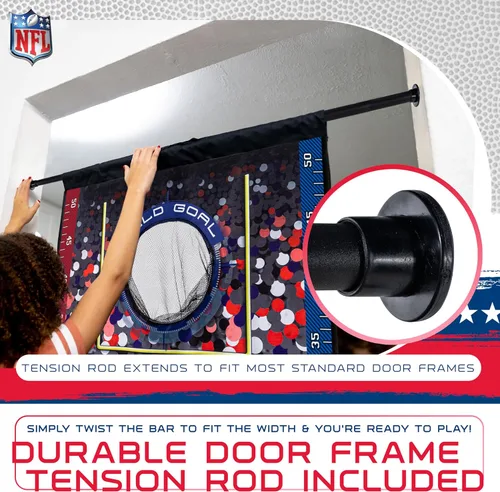 Vista 8 de Franklin Sports NFL Mini juego de tiro de fútbol americano – NFL Door Jam Football Over the Door Target + (4) mini bolas – Juego de lanzamiento de 3