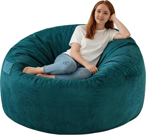 Vista 19 de Silla de Puf de 2 pies, Sillas de Puf Cómodas con Relleno de Espuma Viscoelástica, Sofá de Puf Esponjoso con Cubierta de Terciopelo Holandés, Sillas