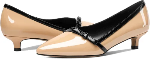 Vista 4 de AUMOTED Zapatos de tacón para mujer con punta puntiaguda, para citas, zapatos de vestir de oficina, sin cordones, con lazos casuales, tacón sólido