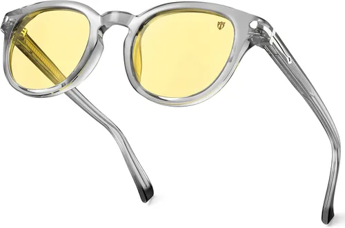 Vista 10 de Round Computer Glasses Yellow Tint Gaming Blue Light Blocking LETO Turquoise/Tortoise