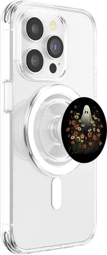 Vista 3 de Disfraz de Halloween con diseño floral de calabaza fantasma divertido PopSockets MagSafe PopGrip para iPhone