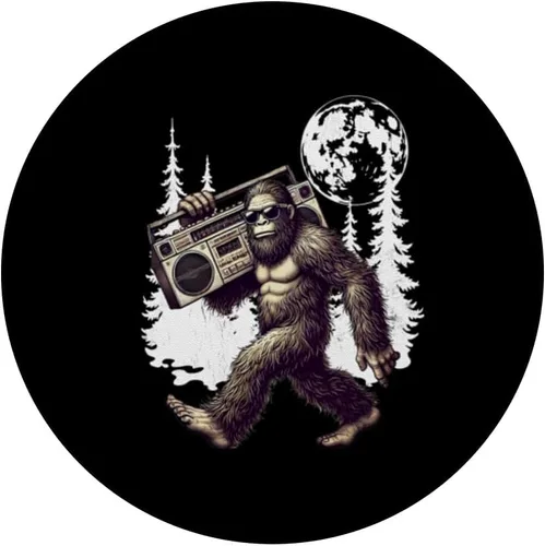 Vista 3 de Funny Retro Bigfoot Boombox 80s Hip Hop Sasquatch Vintage PopSockets Adhesive PopGrip