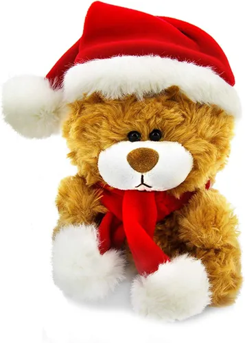 Vista 12 de Plushland Adorable oso de peluche suave y peludo, animal de peluche, juguetes de vacaciones, recuerdos de fiesta de Navidad para niños