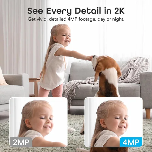 Vista 3 de Geeni Look 2K 4MP Cámara de seguridad inteligente para interiores – 1440p Ultra HD WiFi Monitor para mascotas y bebés con audio de 2 vías, zonas