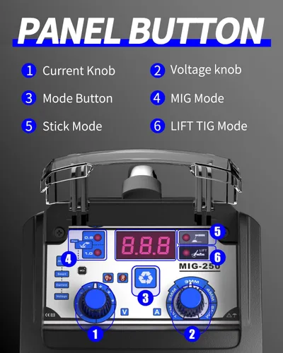 Vista 4 de ANDELI Soldadora 3 en 1,110V/220V Flux Core Welder,MIG Lift TIG MMA Gasless MIG Soldador,Máquina de soldadura portátil de arco palo