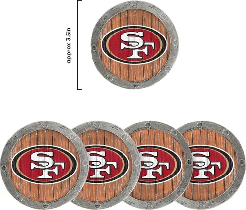 Vista 38 de FOCO NFL Team Logo 5-Pack Barrel Beverage Drink Coaster Set
