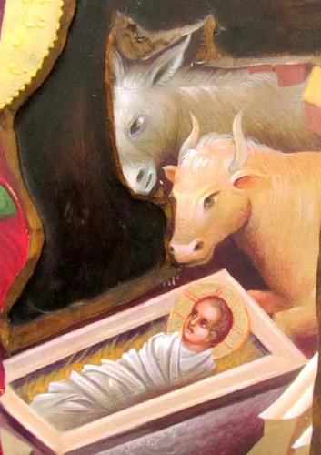 Vista 6 de Icono de madera griego ortodoxo de madera del Génesis de Jesucristo / K4