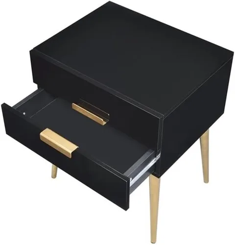 Vista 5 de Acme Mesa auxiliar rectangular de madera Denvor en negro y dorado