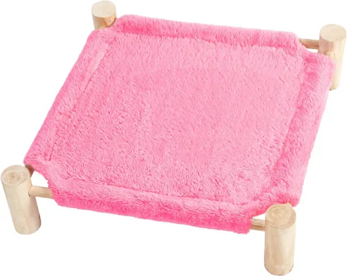 Vista 10 de Patas Lague Hamaca para gatos y perros, cama para perros pequeños, de madera, para gatos, mascotas, conejos, refrigeración, elevada