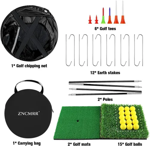 Vista 3 de Red de Golf Pop Up para Chipping, Red de Objetivo de Golf para Interiores/Exteriores, Red Plegable Portátil para Golpear Golf con 15 Pelotas