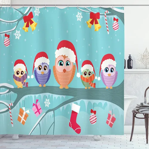 Vista 6 de Creative Bath cortina de regadera en tela impermeable con pintura en estéreo, de 72 x 72 pulgadas Verde Blanco Marrón