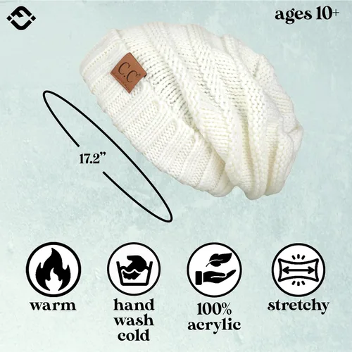 Vista 398 de Funky Junque Gorro de moda de punto trenzado de talla extragrande, grueso, abrigado, suave y holgado
