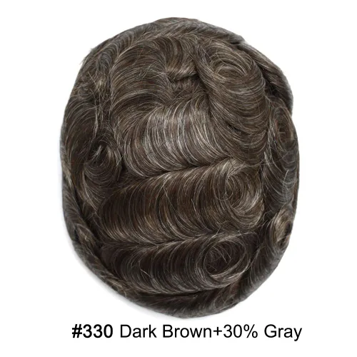 Vista 125 de Toupee para hombre 100% cabello humano real tupé para hombres 0.004 in piel de poliuretano para hombre, sistema de reemplazo de piezas de pelo