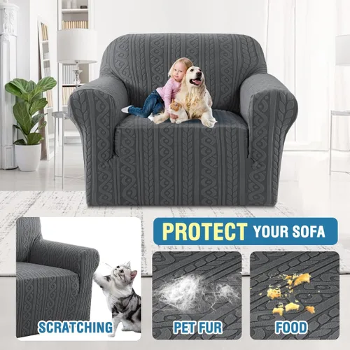 Vista 5 de H.VERSAILTEX - Fundas de silla de 1 pieza, fundas elásticas para sofá lavables, antideslizantes, suaves, para mascotas, fundas para sofá de mejora
