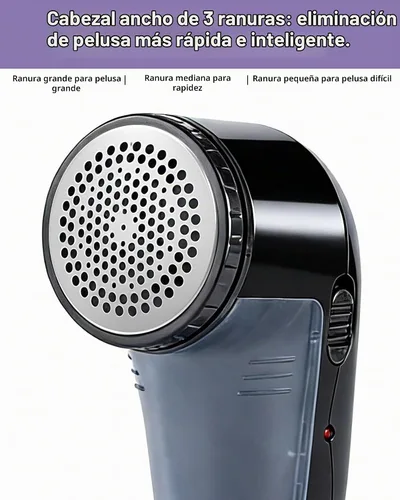 Vista 4 de Ruidla - Afeitadora de pelusas eléctrica, removedor de pelusa recargable para suéteres con cuchillas de acero inoxidable de 3 hojas, doble Negro