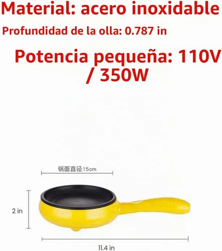 Vista 2 de Cuisine - Sartén eléctrica antiadherente de 6 pulgadas, amarillo mini sartén, Cuisine Electric Skillet