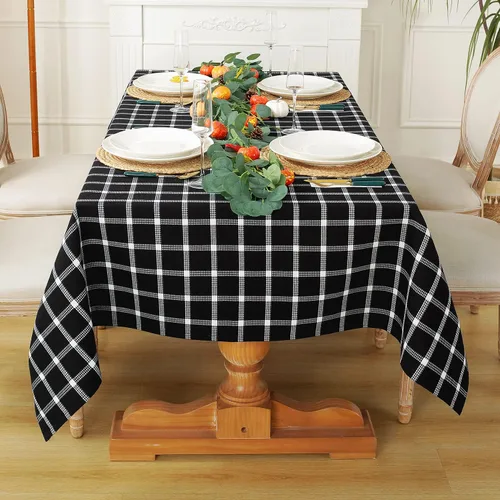 Vista 2 de Chassic Mantel rectangular suave de 54 x 72 pulgadas, tela lavable y resistente a las arrugas, mantel a cuadros para mesas de comedor, fiestas