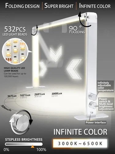 Vista 2 de Lámpara LED de escritorio de 36 W, lámpara de mesa regulable de 4000 a 6000 K, 3 modos de iluminación, luz de escritorio cuadrada para estudio