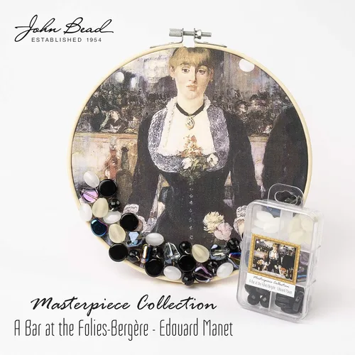 Vista 3 de John Bead Masterpiece Collection - Caja de cuentas de vidrio con mezcla de 3.00 oz A Bar en The Folies-Bergère - Edouard Manet Un bar