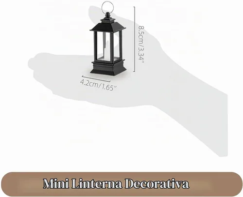 Vista 2 de Paquete de 24 mini linternas negras decorativas para interiores