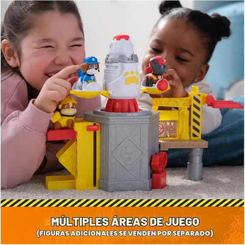 Vista 6 de Rubble & Crew, Launch & Spin - Juego de nave espacial con figura de juguete de Rubble en uniforme de construcción, juguetes para niños y niñas a