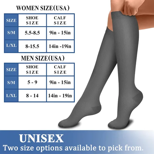 Vista 7 de CHARMKING Calcetines de compresión para mujeres y hombres (4 pares) de 15 a 20 mmHg es el mejor apoyo para atletismo, correr, ciclismo