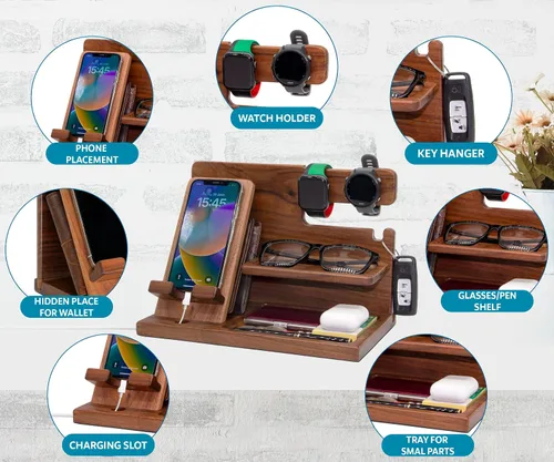 Vista 5 de Organizador de escritorio personalizado para la Guardia Costera de Estados Unidos, organizador único hecho a mano para esposo, novio, regalos