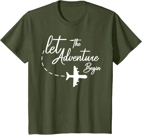 Vista 10 de Let The Adventure Begin - Camiseta inspiradora en modo de viaje en avión, Negro, S