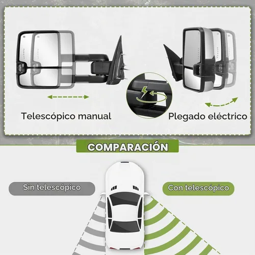Vista 5 de espejos retrovisores plegables eléctricos para Chevy Silverado/GMC Sierra 1500 (2014-2018), 2500HD/3500HD (2015-2019), señal de giro dinámica/luces