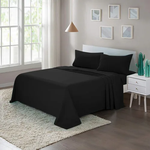 Vista 5 de Ropa de cama de seda satinada, tamaño matrimonial, color rosa intenso, 4 piezas, 21.16 oz/m², cómoda, satén lujoso, calidad de hotel, el mejor juego