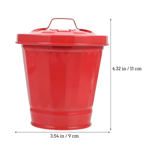 Vista 2 de ULTECHNOVO Mini cubo de basura de metal para escritorio, mini cubos de basura, dispensador de basura de escritorio con tapa y asa para baño, cocina