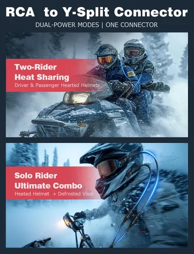 Vista 2 de Mellbree Snowmobiles - Cable divisor en Y de RCA para casco, de 10 pulgadas con conector dorado para calentador y visera o para dos personas