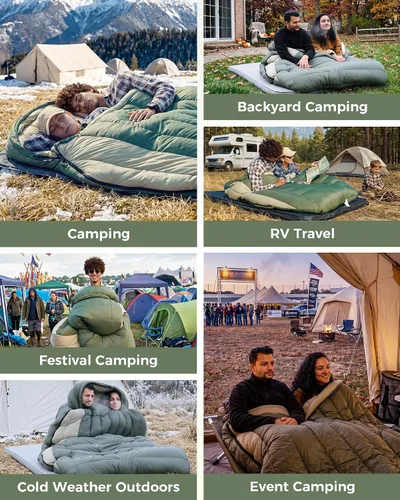 Vista 4 de ATEPA Down Sleeping Bag, 700FP Cold Weather Wide XL 3 Season Double/Single Sleeping Bags for Adults with Compression Sack for Camping Backpacking