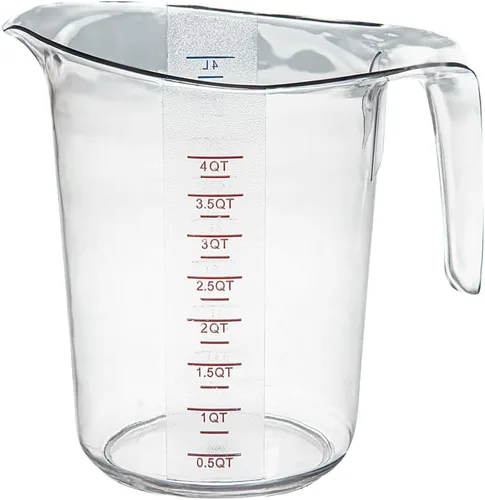 Vista 2 de Restaurantware-Chef 101 - Tarro medidor de 4 cuartos de galón, 1 vaso de medición duradero, unidades métricas e imperiales, boquilla en forma de V