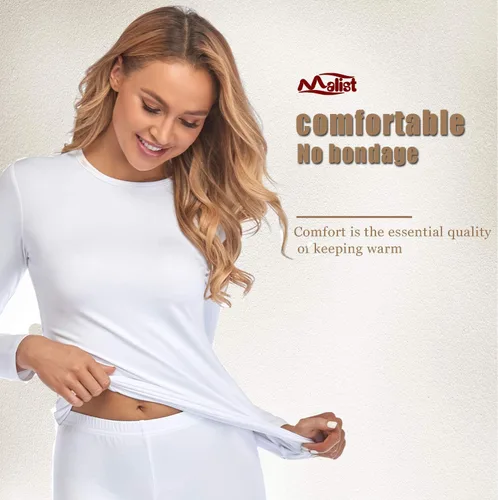 Vista 4 de Malist Ropa interior térmica para mujer, ultra suave, con forro polar