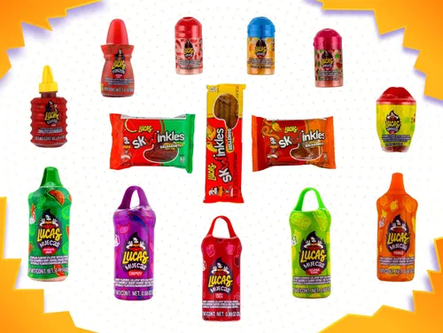 Vista 3 de Mezcla de dulces mexicanos Lucas (14 unidades) Variedad de agrios, dulces, picantes, incluye Lucas Skwinkles, Pelucas, Lucas Muecas, Baby Lucas