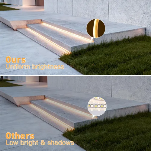 Vista 4 de Luces LED de Neón, Tiras de Luces LED Regulables de 12V, Blancas Cálidas, 5m/16.4ft, Luces de Cuerda LED de Neón Impermeables, Tira de Luces LED
