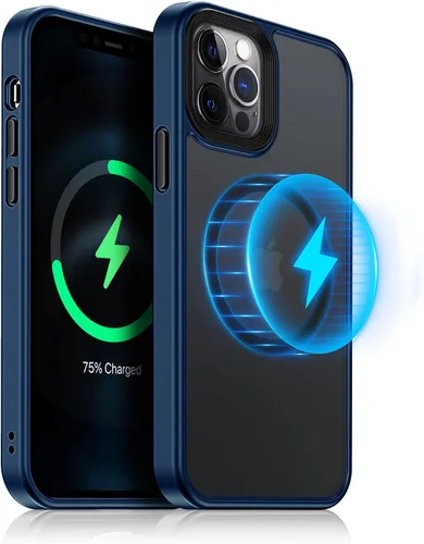 Vista 8 de Meifigno- Funda magnética diseñada para el iPhone 12 Pro Max, [protección de grado militar y compatible con MagSafe], parte trasera mate translúcida