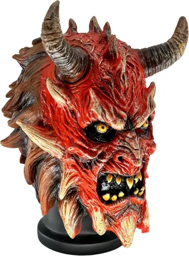 Vista 3 de Máscara de látex realista de diablo rojo para Halloween, cosplay y fiesta