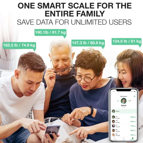 Vista 3 de Korescale - Báscula digital inteligente con IMC, grasa corporal, masa muscular, peso Báscula de baño altamente precisa, analizador de composición