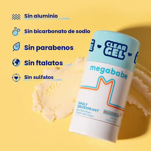 Vista 5 de Megababe Beachy Pits - Desodorante diario, aroma fresco, 2.6 onzas, barra