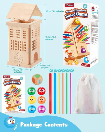 Vista 6 de Montessori - Juego de mesa para niños de 3 a 6 años, juguete de madera seguro y colorido, juego de aprendizaje de habilidades motoras finas, juego